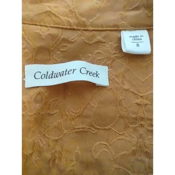 Coldwater Creek Jacket Women Size 8 Textured Floral Matelasse Orange Button Up - Picture 8 of 10